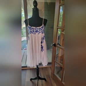 Free People White and Blue Chemise